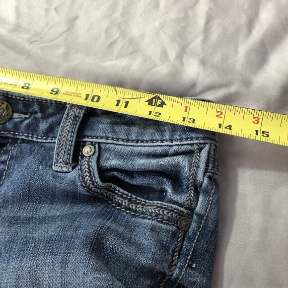 Rock 47 By Wrangler Jeans 28 x 30 Women Boot Cut Studded Pockets Low Rise Blue - Picture 10 of 14